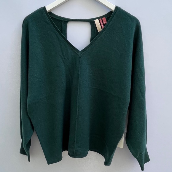 Last ONE Anthro  Pilcro The Back Out and About Do Green Cashmere Sweater size S - Picture 6 of 10